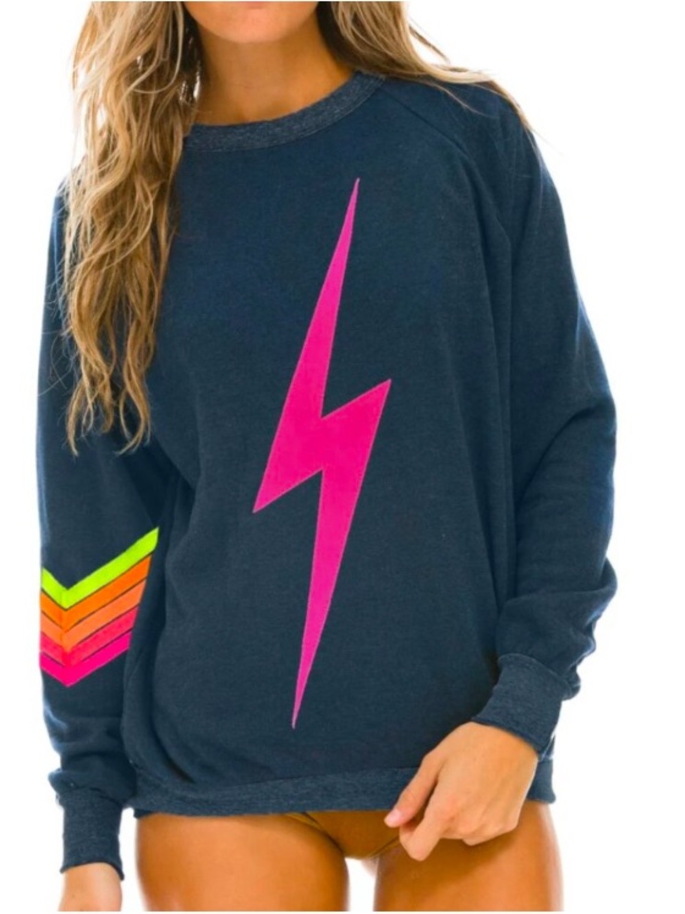 Aviator Nation Bolt Stitch Chevron 5 Crewneck- XL-Unisex Oversized Athleisure